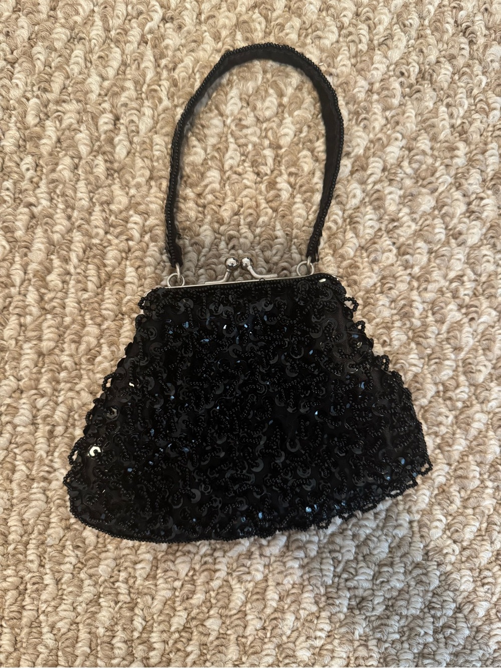 La Regale Black Sequin Evening Handbag - Elegant Women's Bag